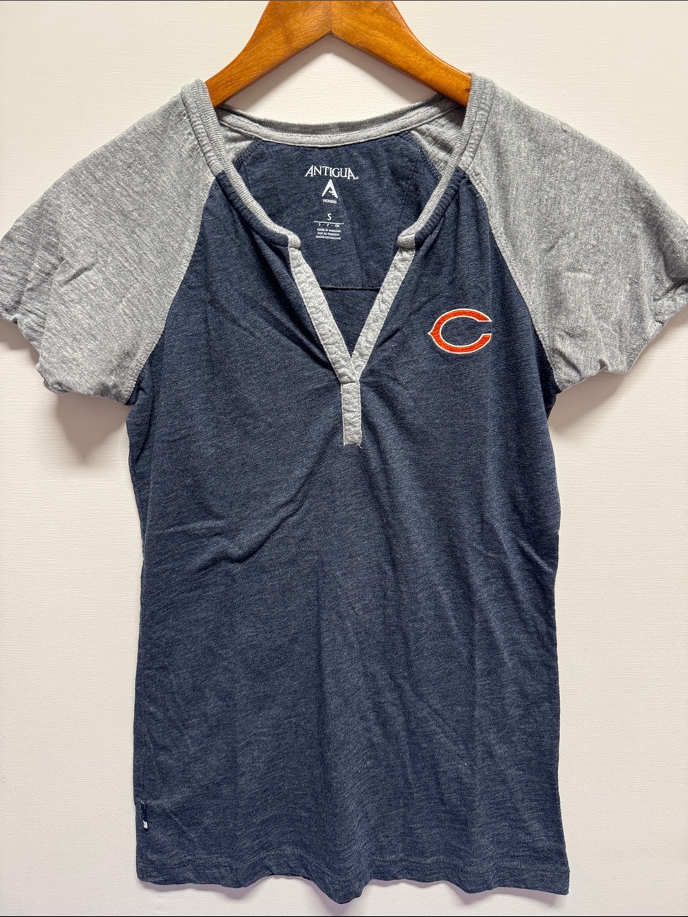 Navy and Gray Chicago Bears Raglan Henley Tee